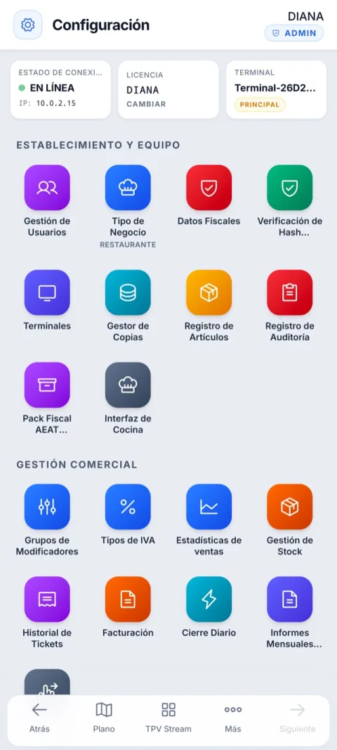 Ajustes en un móvil